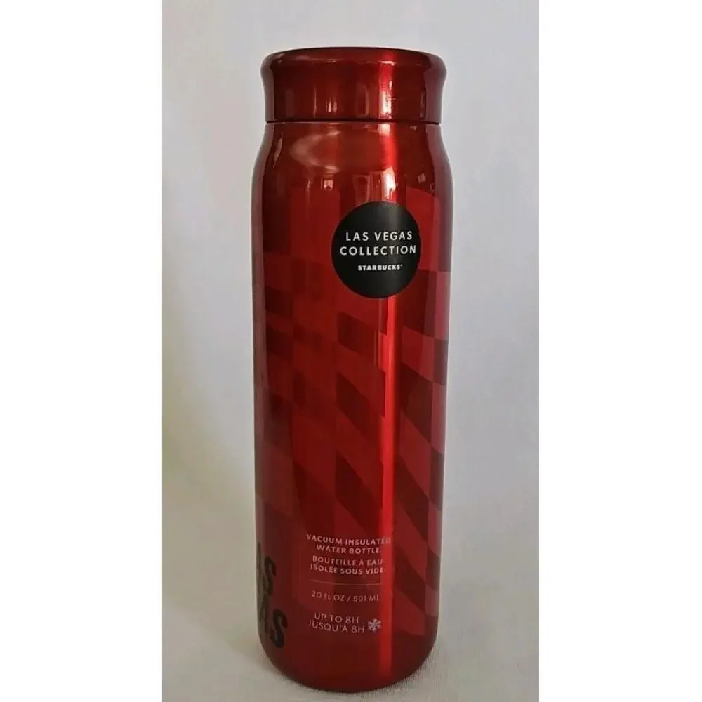 Starbucks Stainless Vacuum Insulated Water‎ Bottle Vivid Red Las Vegas Edition